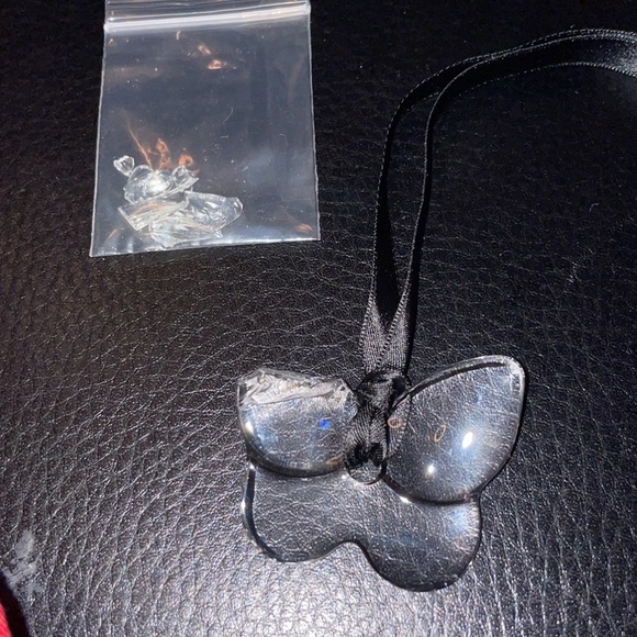 C PICS!! ART COLLAGE MURAL PROJECT DIY BACCARAT CLEAR CRYSTAL BUTTERFLY NECKLACE - Picture 4 of 10